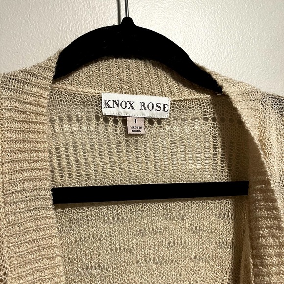 Knox Rose Knit Longline Cardigan Drapey Open Knit Long Duster Tan 1X - Picture 11 of 13